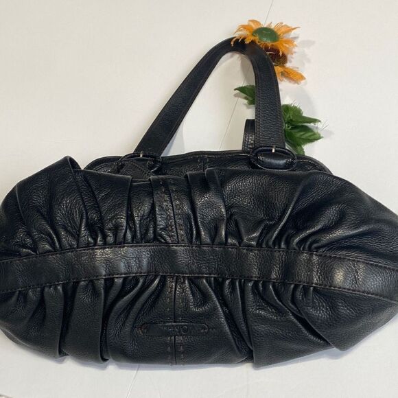 Cole Haan Soft Leather Hobo Purse Shoulder Bag Black Two Handle Pockets Dust Bag - Picture 10 of 13